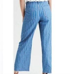 NWT American Eagle Pants High Rise Wide Leg Stripe Blue Carpenter Square 14 Long